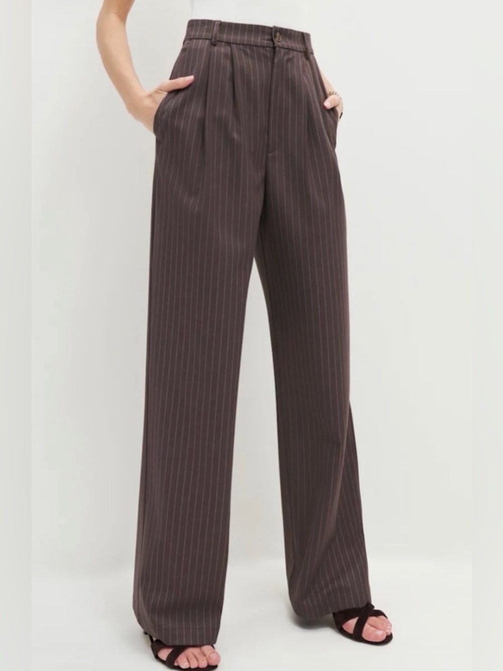 Reformation MasonTrousers – Brown Pinstripe Size 2 NWT